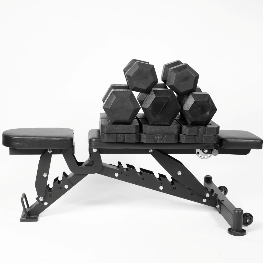 Three-section dumbbell bench